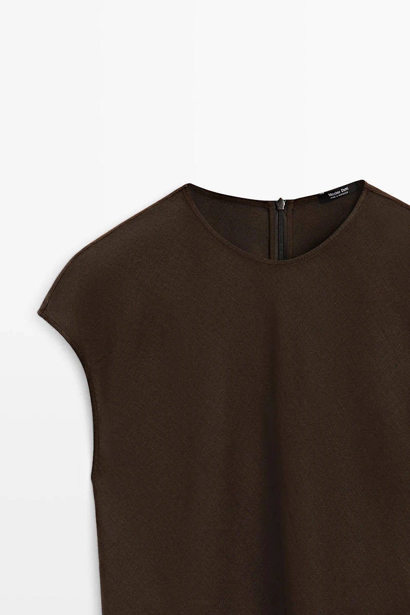 100% linen asymmetric top