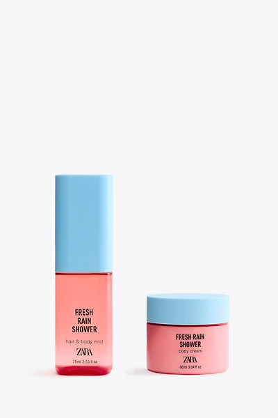 FRESH RAIN SHOWER HAIR & BODY MIST 75ML (2.54 FL.OZ) + BODY CREAM 90ML (3.04 FL.OZ).