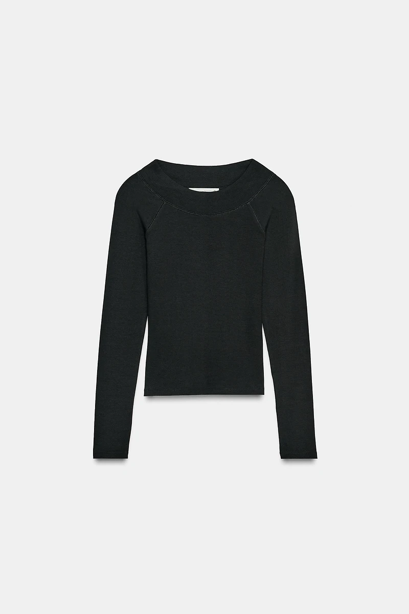 RIBBED BOAT NECK T-SHIRT