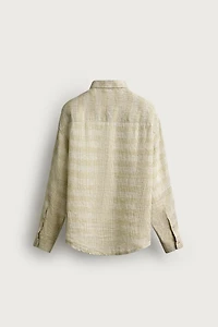 100% LINEN PLAID RELAXED FIT SHIRT