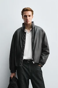 FAUX LEATHER PUFFER JACKET