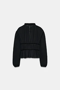 BLOUSE EN CRÊPE GEORGETTE À LACETS VELOURS