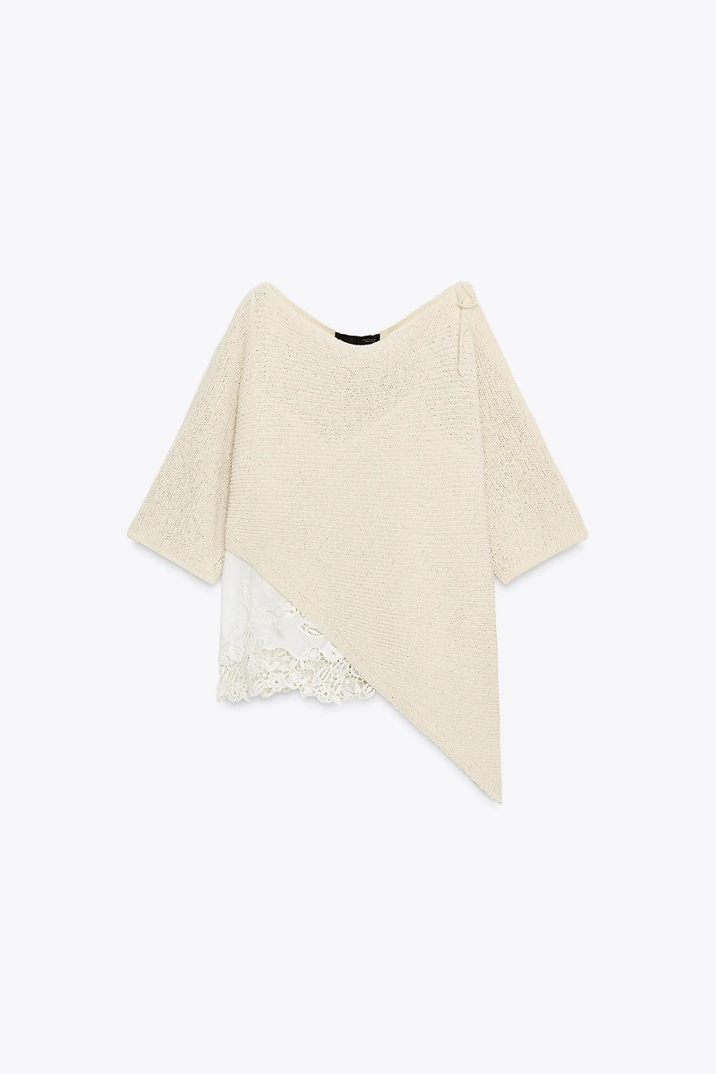 TOP ASYMÉTRIQUE EN MAILLE COMBINÉE