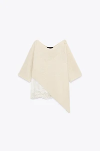 TOP ASYMÉTRIQUE EN MAILLE COMBINÉE