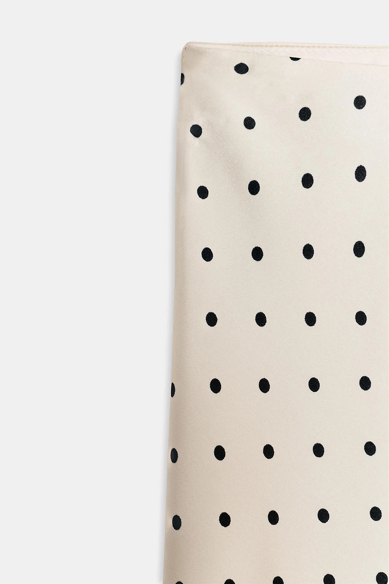 ASYMMETRIC POLKA DOT SATIN SKIRT