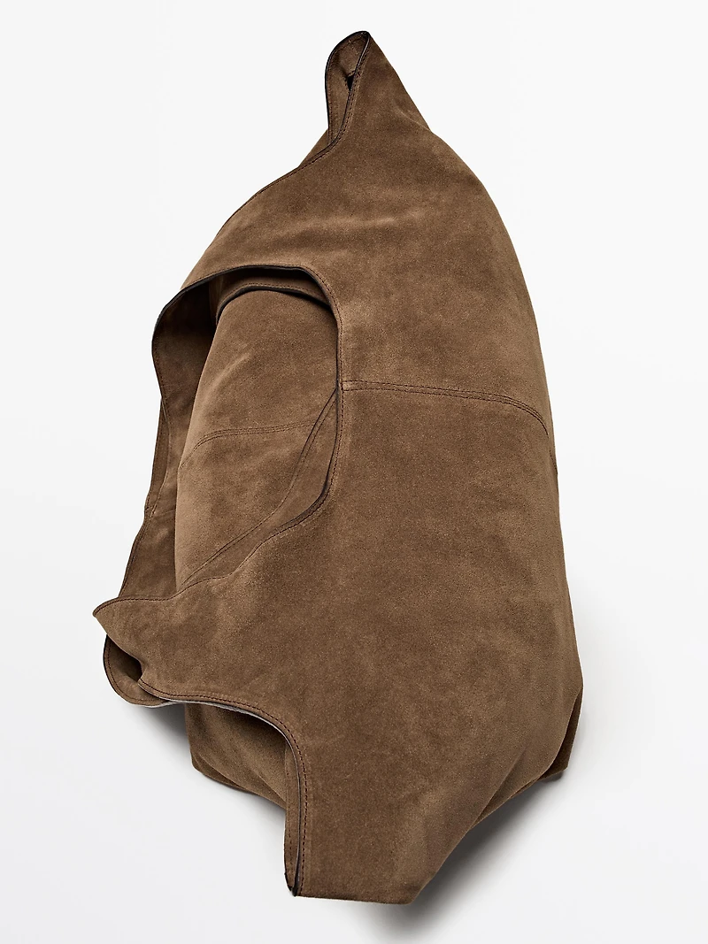 Split leather maxi tote bag