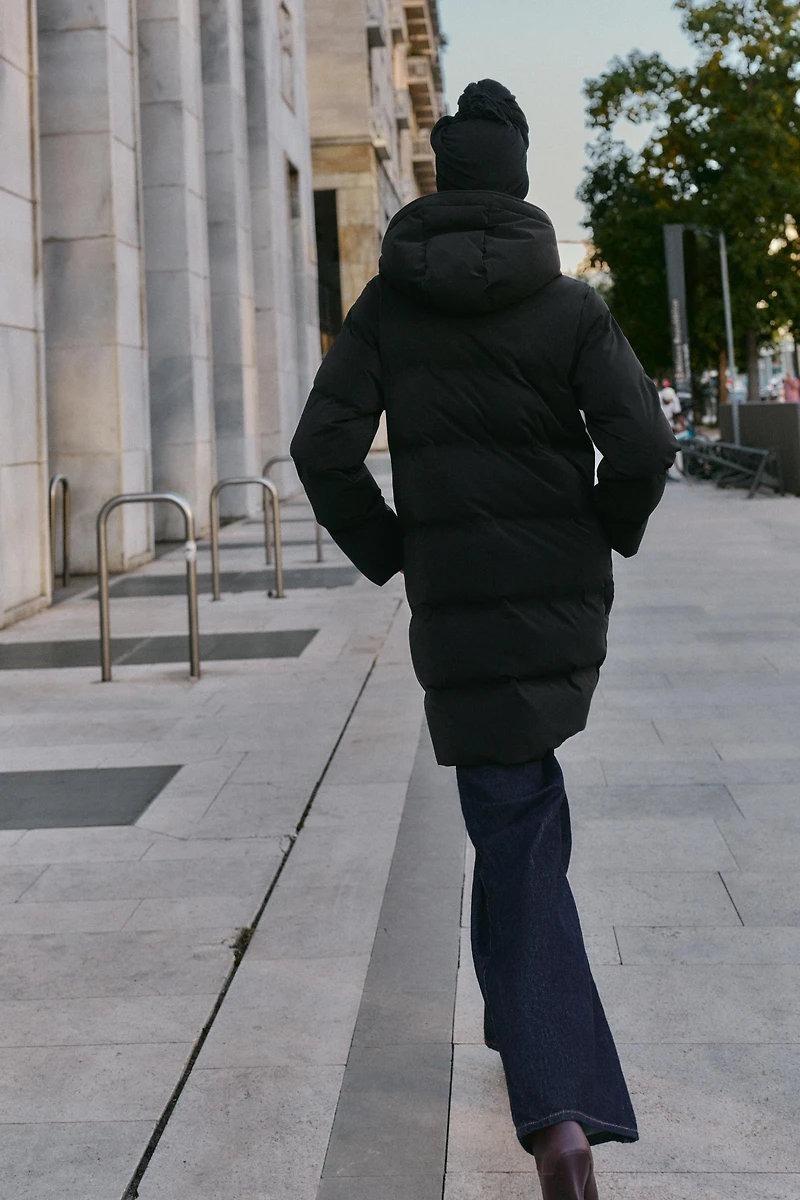 WINDPROOF RUBBERIZED FABRIC MIDI ANORAK