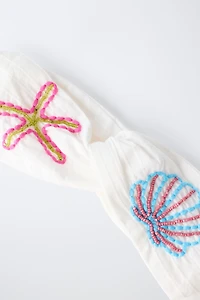 EMBROIDERED MARINE BEADED HEADBAND