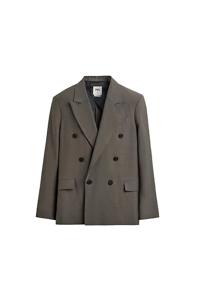 BLAZER CROISÉ DE COSTUME EN VISCOSE ET LIN