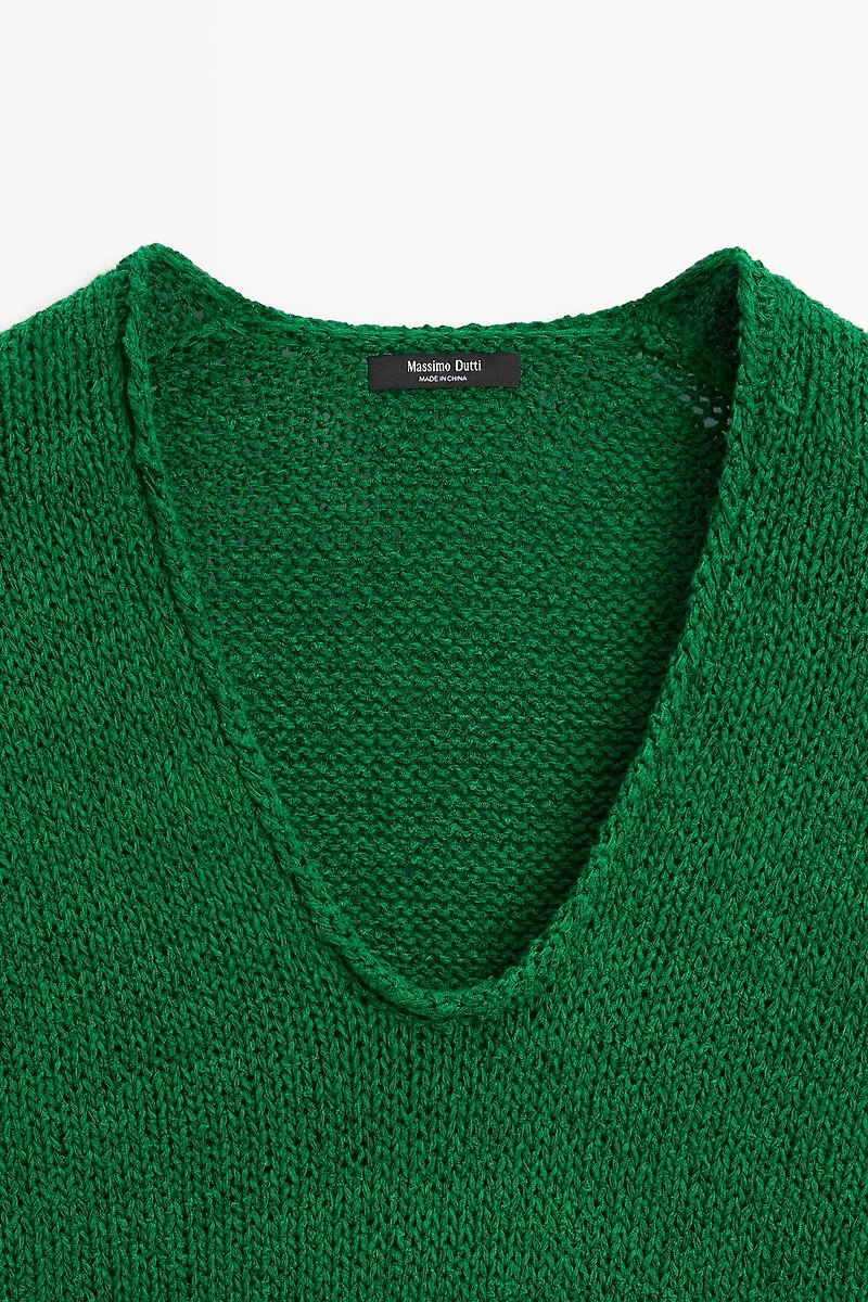 Cotton-blend knit sweater