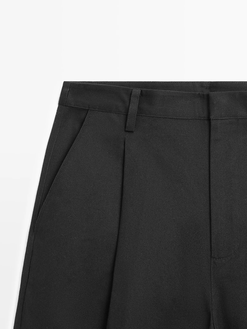 Darted cotton trousers