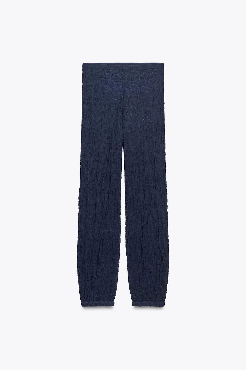 WRINKLE-LOOK FINE KNIT PANTS