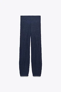 WRINKLE-LOOK FINE KNIT PANTS