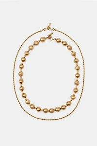 PACK OF 2 BEADED CORD NECKLACES
