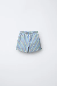 AGES 6-14 / STRIPED SEERSUCKER SWIM SHORTS