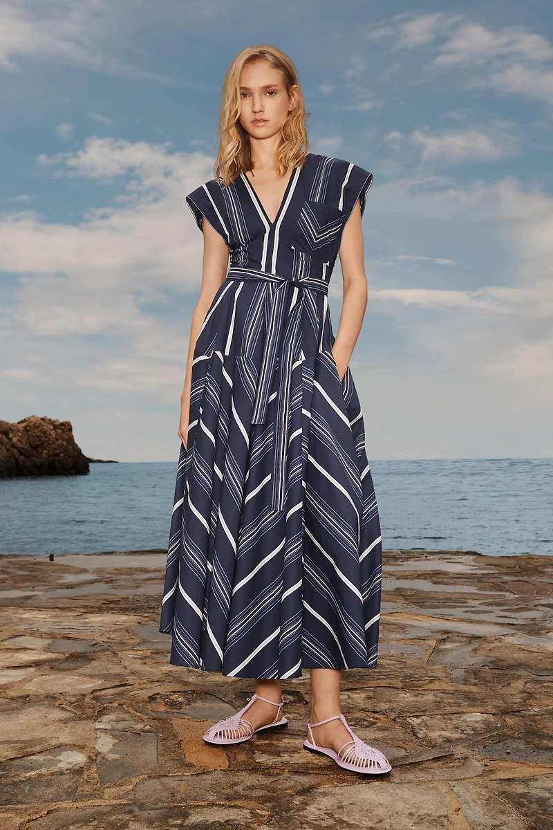 LIMITED EDITION GODET STRIPE DRESS