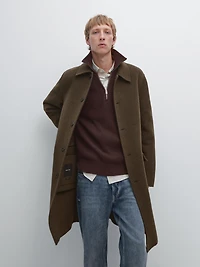 Long double wool blend coat