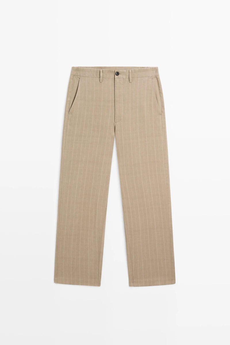 100% linen striped pants