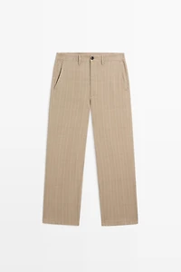 100% linen striped pants
