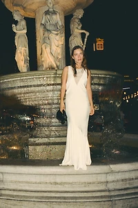 COMBINATION SATIN EFFECT LONG DRESS