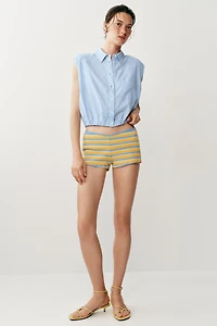 CHEMISE COURTE À RAYURES AVEC ÉPAULETTES