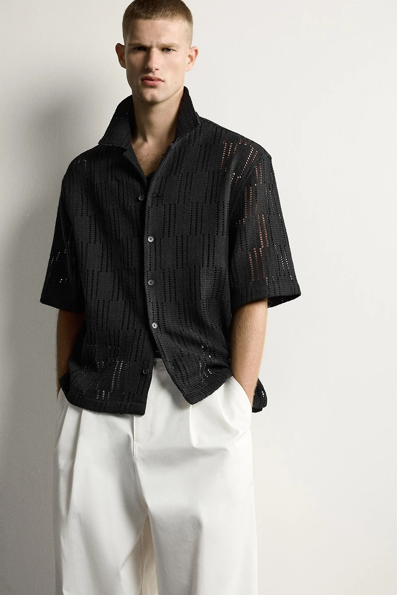 OPEN-KNIT RELAXED FIT SHIRT
