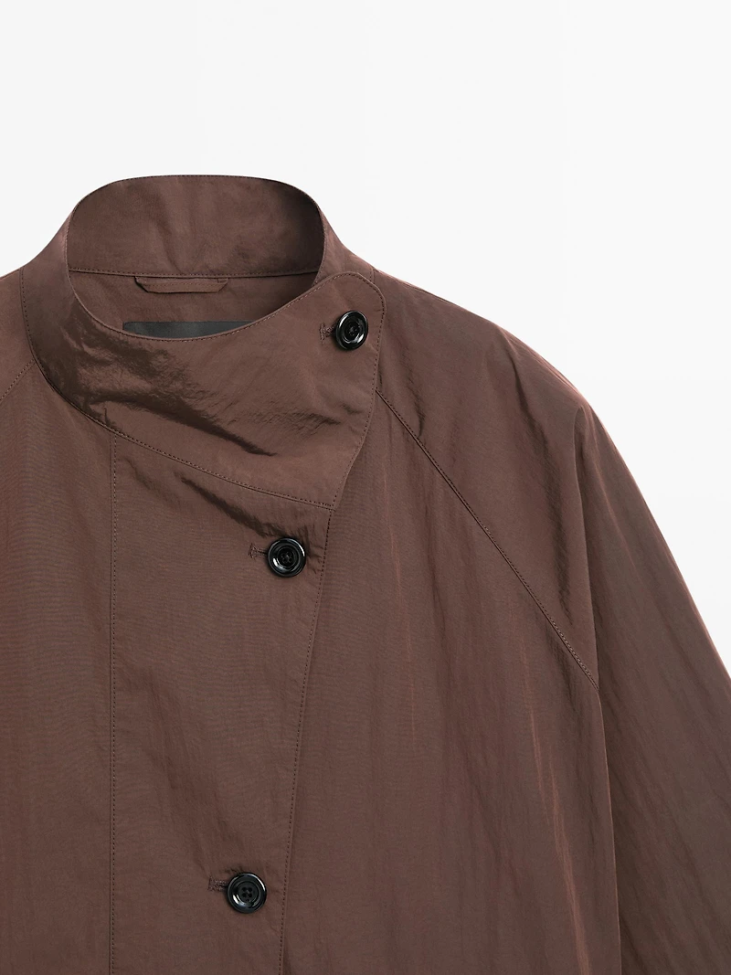 Trench fluide oversize tissu déperlant