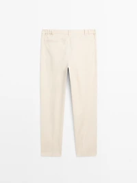 100% linen tapered fit trousers