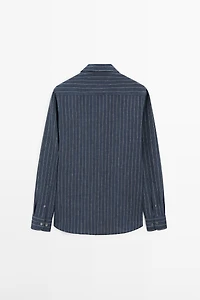 100% linen slim fit striped shirt