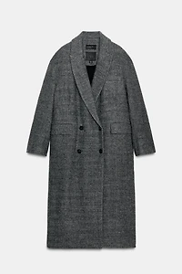 100% WOOL PLAID COAT ZW COLLECTION LIMITED EDITION