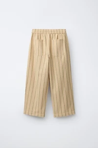 PANTALON DROIT À RAYURES EN COTON ET LIN
