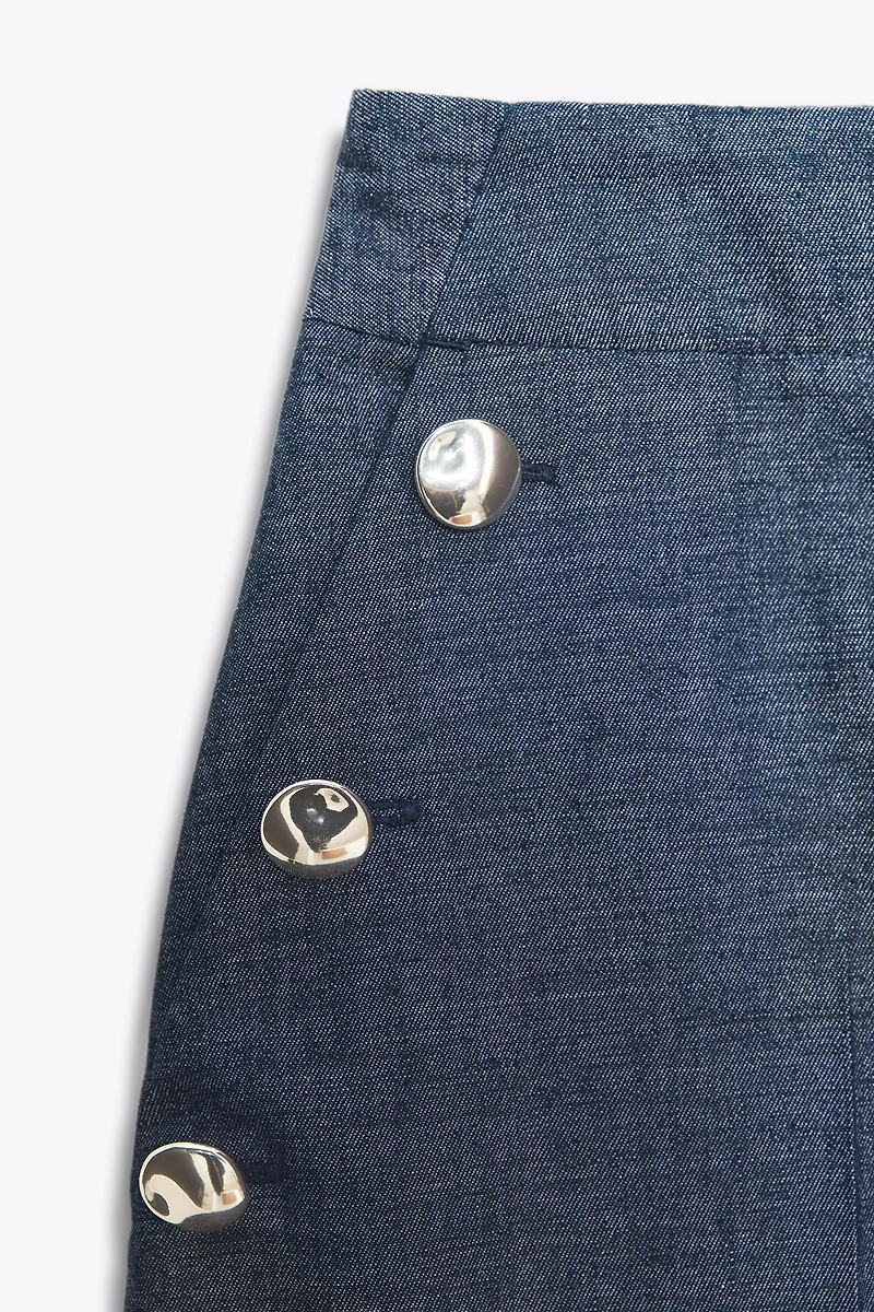 WIDE LEG LINEN PANTS WITH BUTTONS