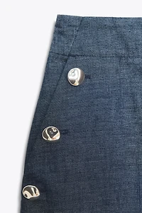 WIDE LEG LINEN PANTS WITH BUTTONS
