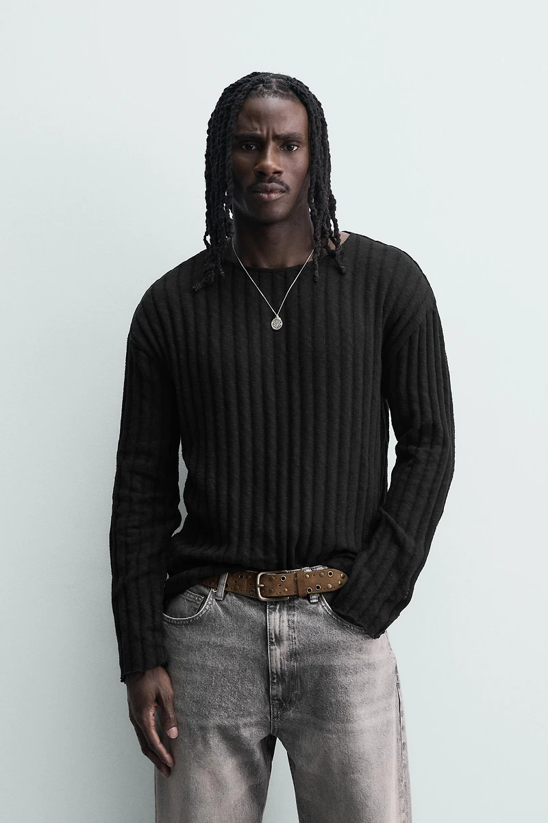 OPEN-KNIT RIBBED JUMPER