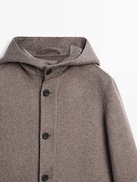 Short wool blend coat with hood