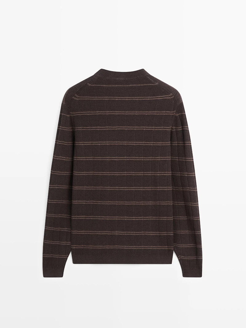 Pull maille rayures col rond