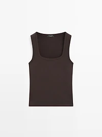 Sleeveless top with square neckline