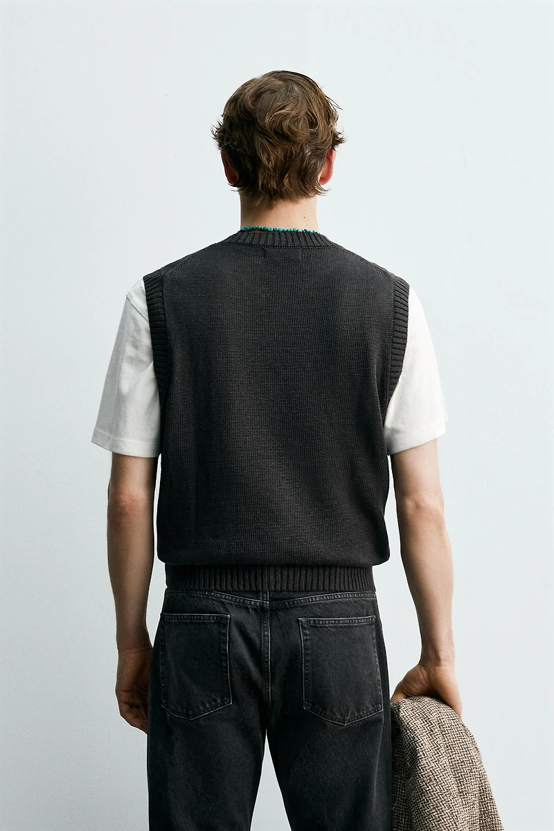 GILET EN MAILLE 100 % LIN AARON LEVINE X ZARA