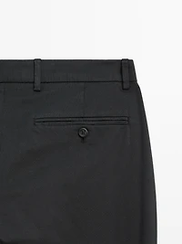 Cotton blend slim fit trousers