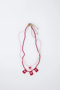 PACK OF TWO BEADED HEART NECKLACES