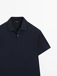 Cotton blend short sleeve polo shirt