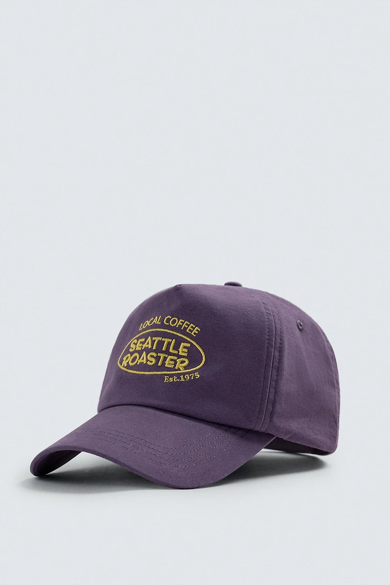 WASHED CONTRAST EMBROIDERED TEXT CAP