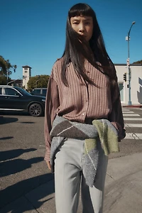 CHEMISE SATINÉE À RAYURES