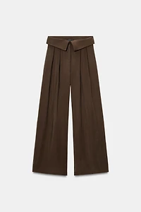 PLEATED PANTS WITH FOLD-OVER WAIST