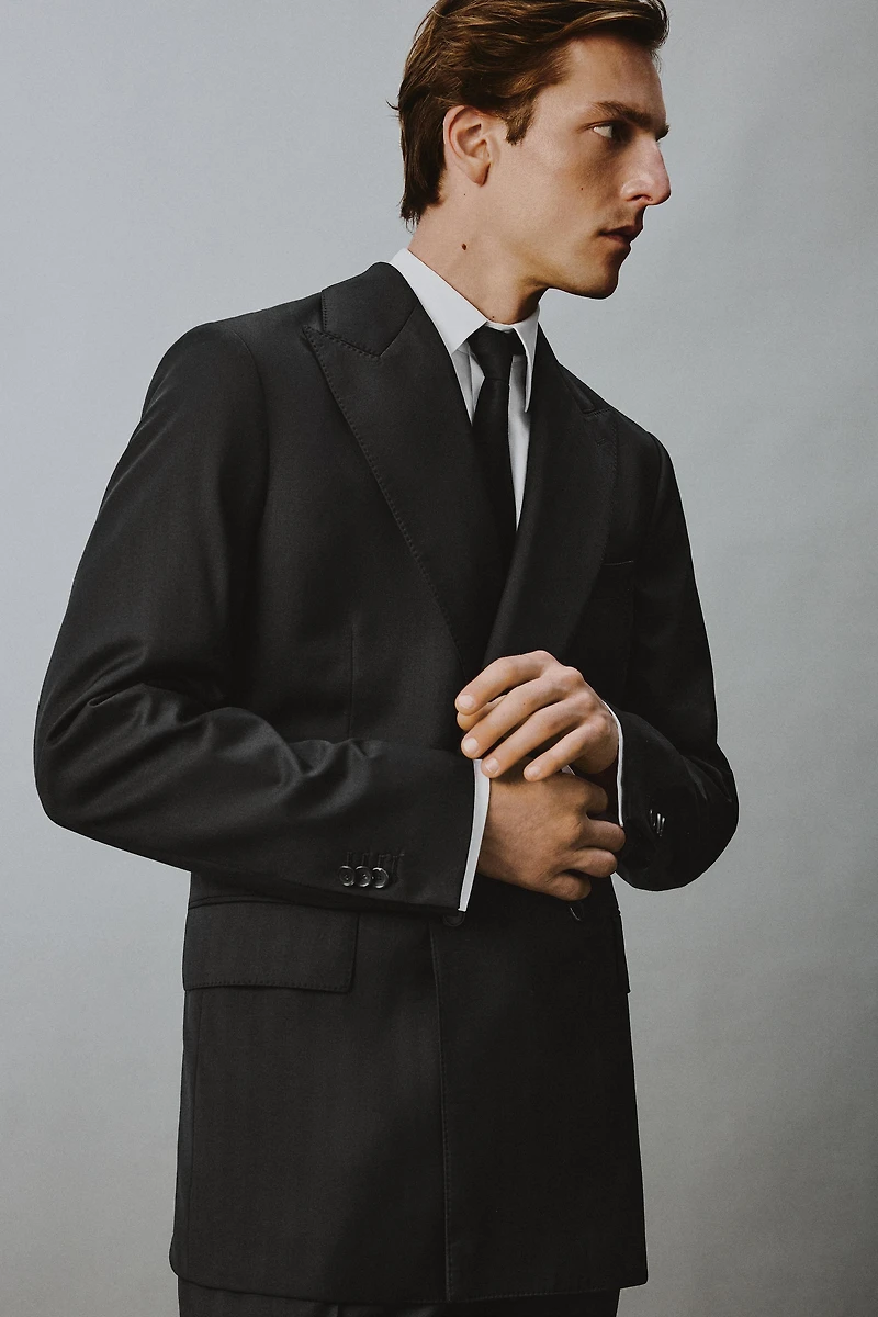 100% WOOL DOUBLE BREASTED SUIT BLAZER