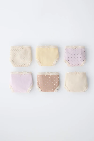 1 1/2-6 YEARS/SIX-PACK OF POLKA DOT UNDERWEAR