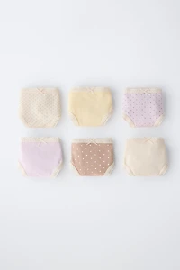 1 1/2-6 YEARS/SIX-PACK OF POLKA DOT UNDERWEAR