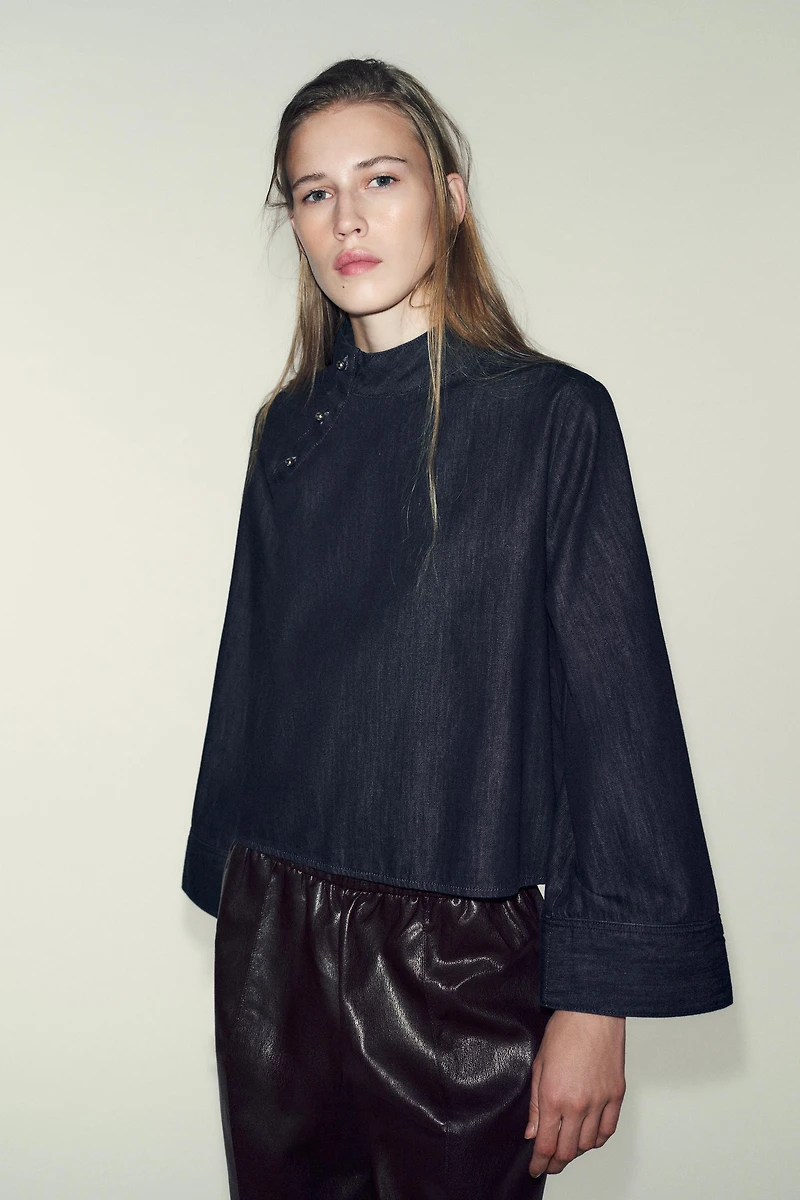 Z1975 DENIM HIGH COLLAR SHIRT