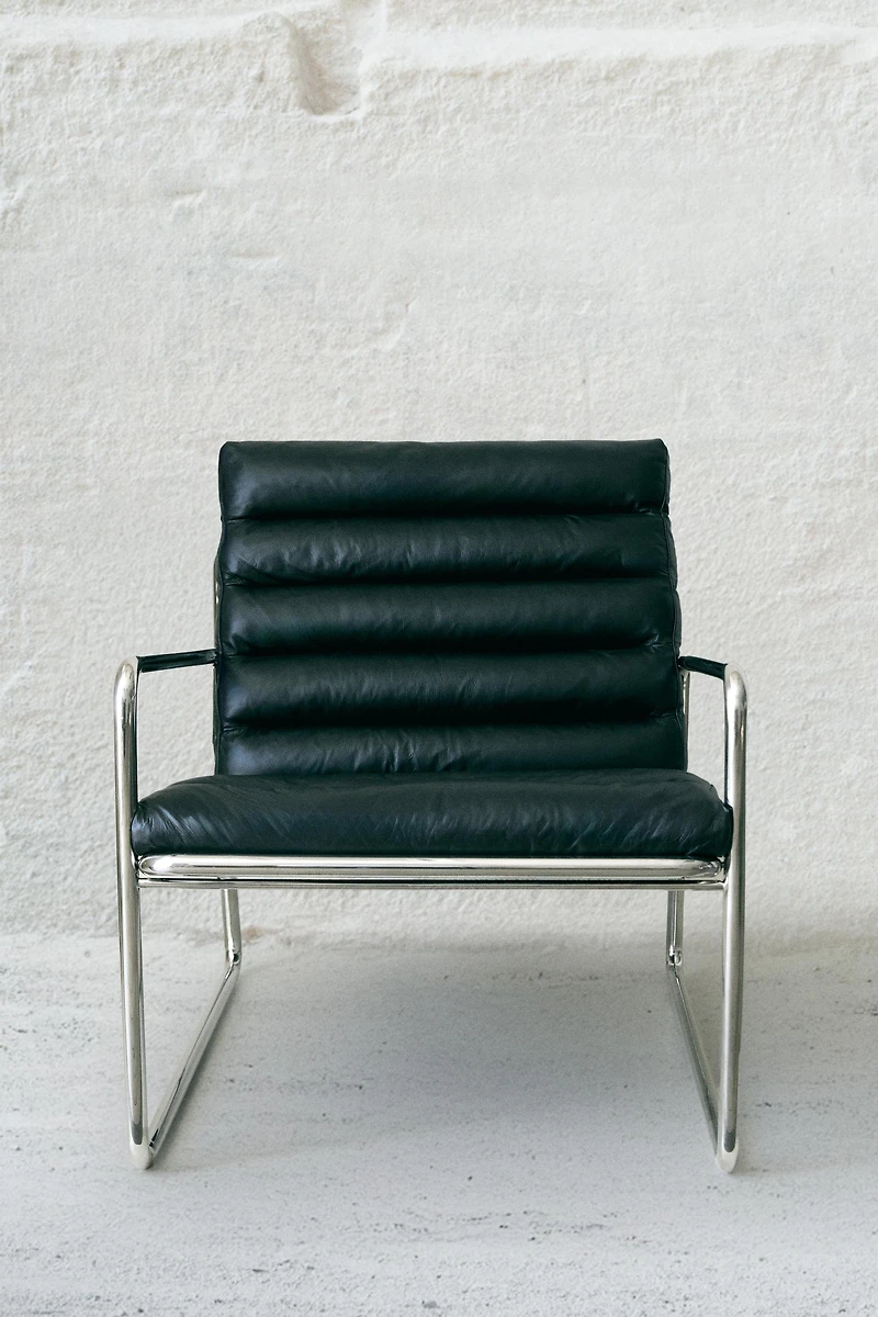 METAL AND LEATHER ACCENT CHAIR