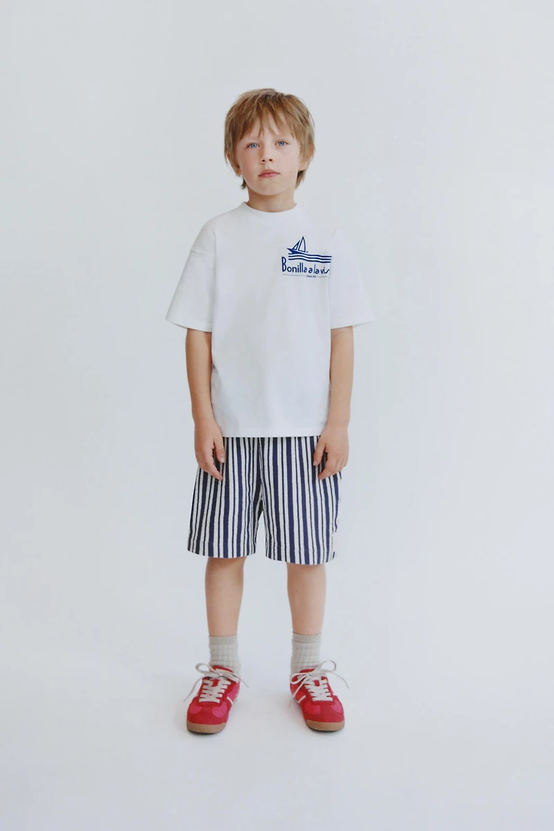 STRAIGHT STRIPED LABEL SHORTS